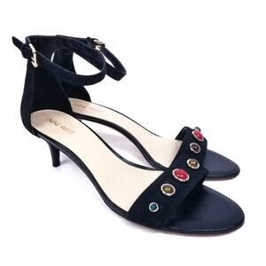 Nine West Lilac Black Ankle Strap Heels Dress Sandals Size 10.5